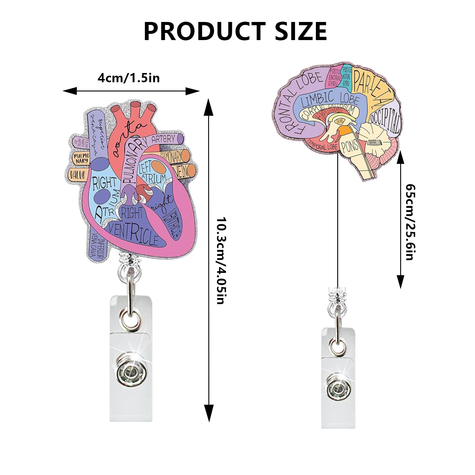 Wholesale Medical acrylic glitter easy-pull retractable clip